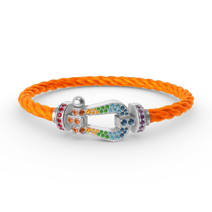 [Glow Jewelry]FORC LARGE HORSESHOE  COLORED DIAMOND BRACELET SILVER