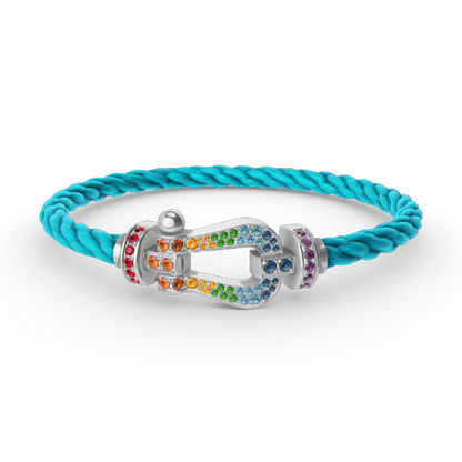 ¡®Glow Jewelry¡¯FORC LARGE HORSESHOE  COLORED DIAMOND BRACELET SILVER