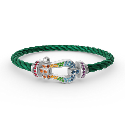 ¡®Glow Jewelry¡¯FORC LARGE HORSESHOE  COLORED DIAMOND BRACELET SILVER