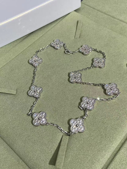 [Glow Jewelry]CLOVER 10 MOTIFS  FULL DIAMOND NECKLACE