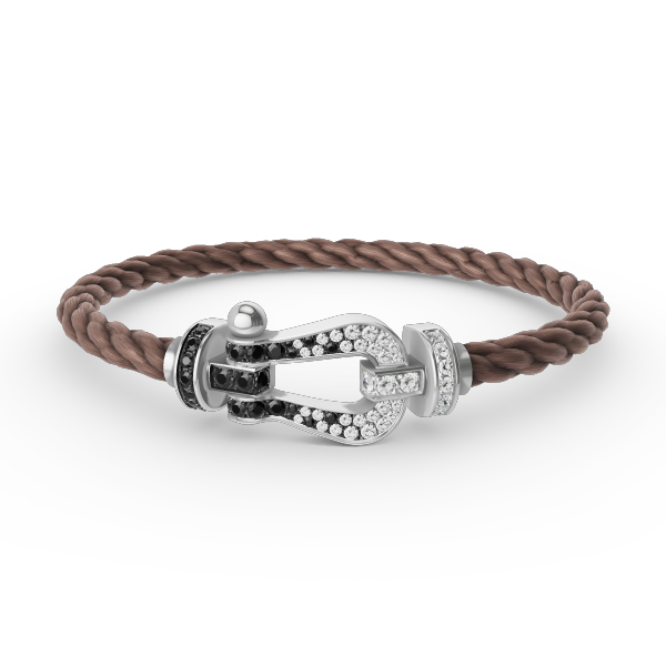 „Glow Jewelry“ KRAFT VOLLE GROßE HUFEISEN SCHWARZ WEISSER DIAMANT ARMREIF SILBER