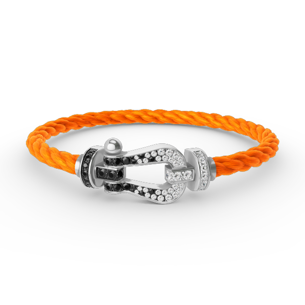„Glow Jewelry“ KRAFT VOLLE GROßE HUFEISEN SCHWARZ WEISSER DIAMANT ARMREIF SILBER