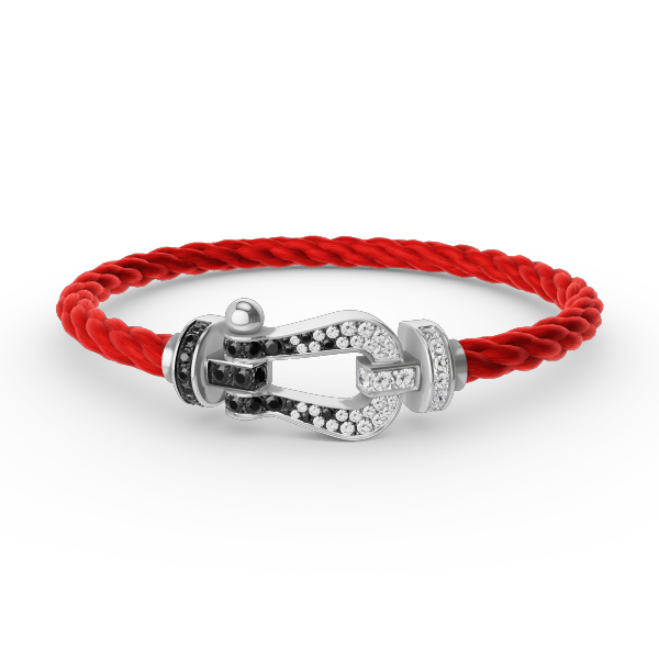 „Glow Jewelry“ KRAFT VOLLE GROßE HUFEISEN SCHWARZ WEISSER DIAMANT ARMREIF SILBER