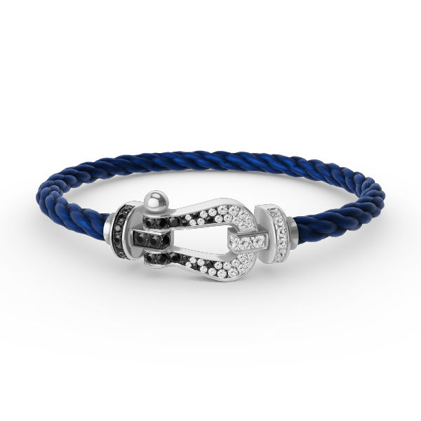 „Glow Jewelry“ KRAFT VOLLE GROßE HUFEISEN SCHWARZ WEISSER DIAMANT ARMREIF SILBER