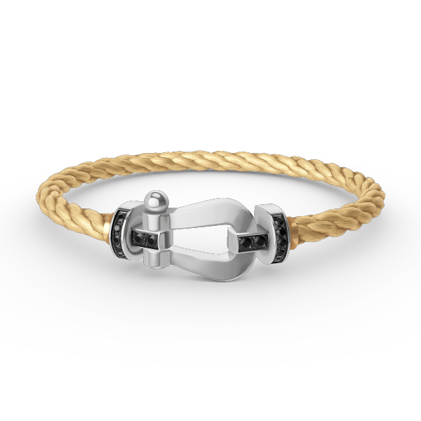 Glow Jewelry „FORCE LARGE HORSESHOE BLACK DIAMOND BRACELET SILBER“