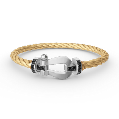 Glow Jewelry „FORCE LARGE HORSESHOE BLACK DIAMOND BRACELET SILBER“