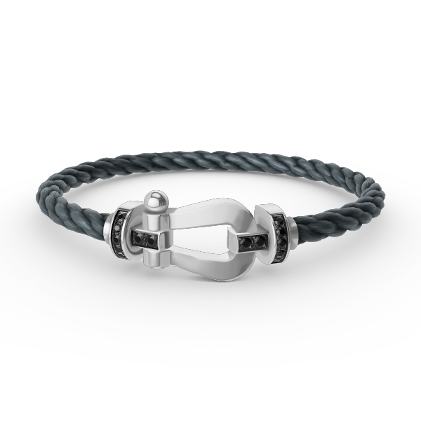 Glow Jewelry „FORCE LARGE HORSESHOE BLACK DIAMOND BRACELET SILBER“