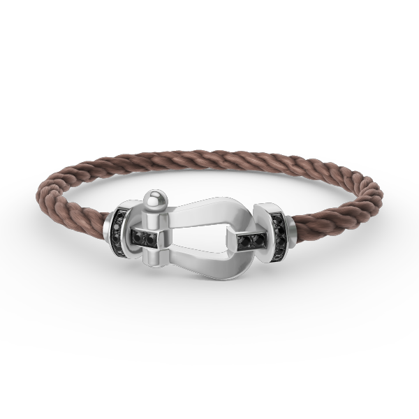 Glow Jewelry „FORCE LARGE HORSESHOE BLACK DIAMOND BRACELET SILBER“