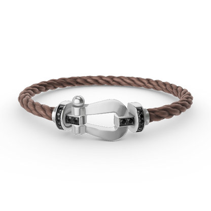Glow Jewelry „FORCE LARGE HORSESHOE BLACK DIAMOND BRACELET SILBER“