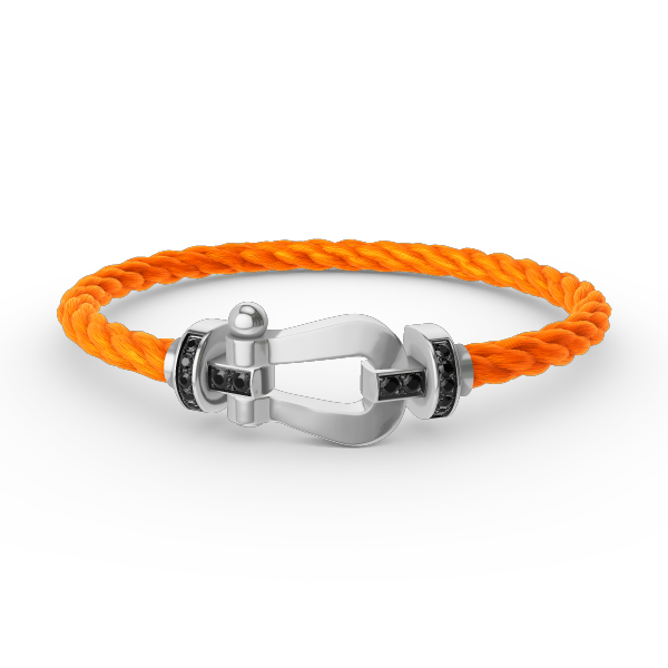 Glow Jewelry „FORCE LARGE HORSESHOE BLACK DIAMOND BRACELET SILBER“