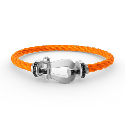 Glow Jewelry „FORCE LARGE HORSESHOE BLACK DIAMOND BRACELET SILBER“