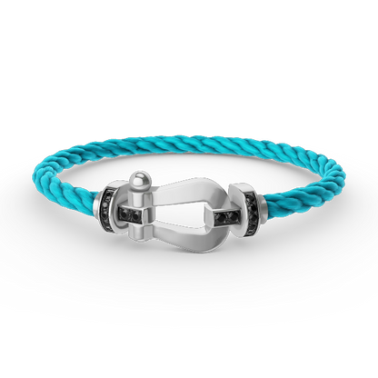 Glow Jewelry „FORCE LARGE HORSESHOE BLACK DIAMOND BRACELET SILBER“