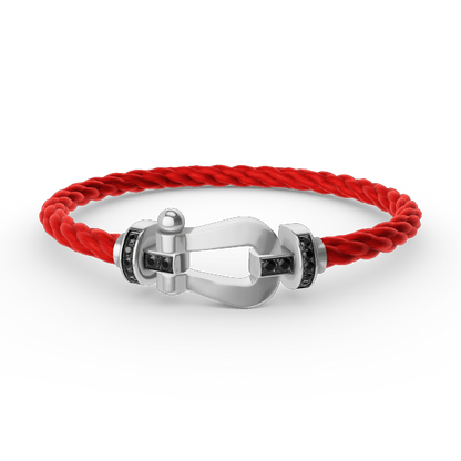 Glow Jewelry „FORCE LARGE HORSESHOE BLACK DIAMOND BRACELET SILBER“