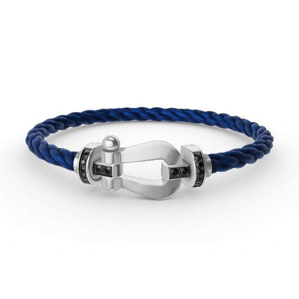 Glow Jewelry „FORCE LARGE HORSESHOE BLACK DIAMOND BRACELET SILBER“