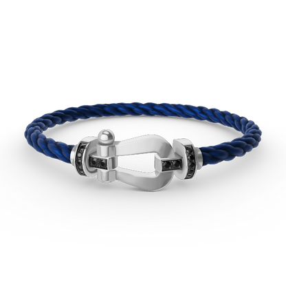 Glow Jewelry „FORCE LARGE HORSESHOE BLACK DIAMOND BRACELET SILBER“