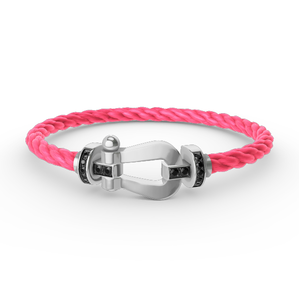 Glow Jewelry „FORCE LARGE HORSESHOE BLACK DIAMOND BRACELET SILBER“