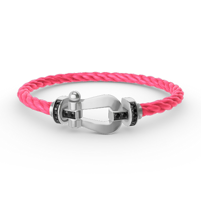 Glow Jewelry „FORCE LARGE HORSESHOE BLACK DIAMOND BRACELET SILBER“