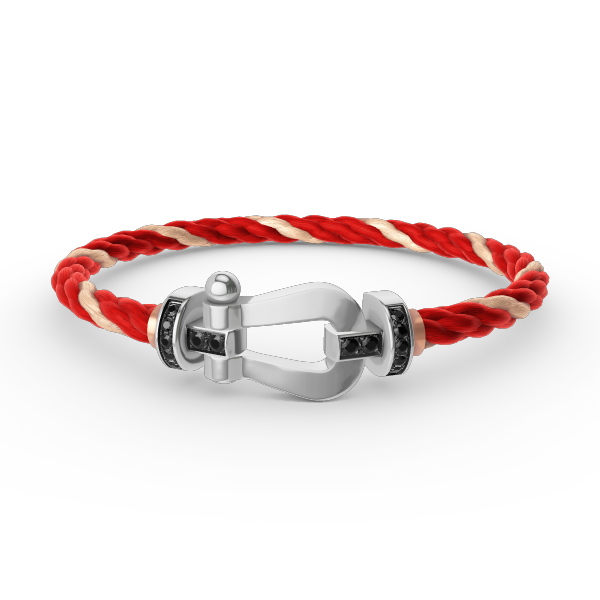 Glow Jewelry „FORCE LARGE HORSESHOE BLACK DIAMOND BRACELET SILBER“