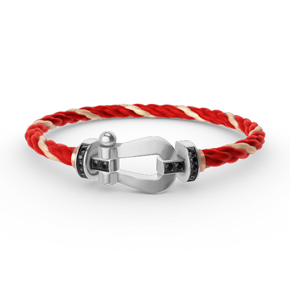 Glow Jewelry „FORCE LARGE HORSESHOE BLACK DIAMOND BRACELET SILBER“