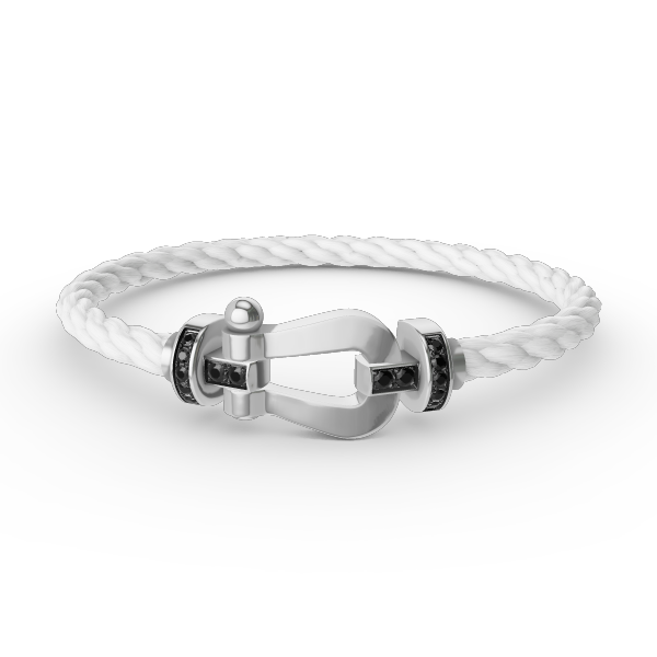 Glow Jewelry „FORCE LARGE HORSESHOE BLACK DIAMOND BRACELET SILBER“