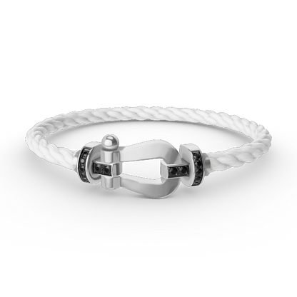 Glow Jewelry „FORCE LARGE HORSESHOE BLACK DIAMOND BRACELET SILBER“