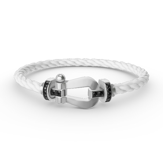 ¡®Glow Jewelry¡¯FORCE LARGE HORSESHOE BLACK DIAMOND BRACELET SILVER