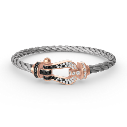 Glow Jewelry FORCE LARGE HORSESHOE BLACK WHITE DIAMOND BRACELET ROSE GOLD
