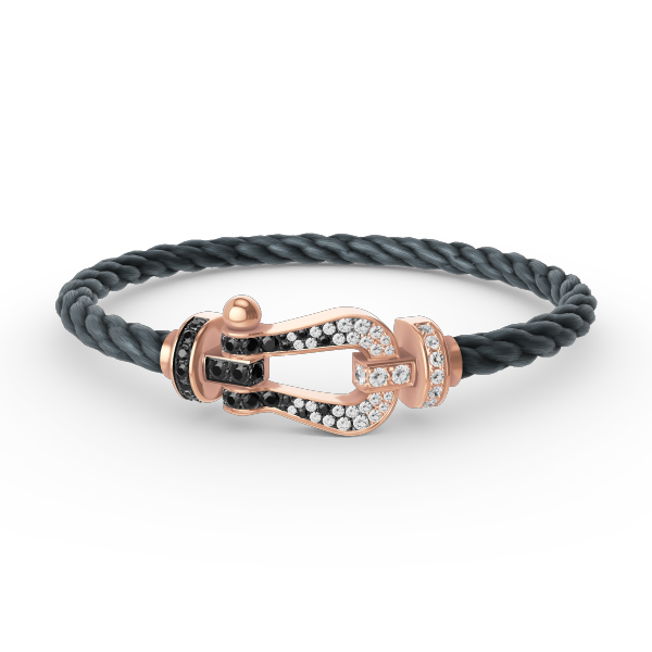 Glow Jewelry FORCE LARGE HORSESHOE BLACK WHITE DIAMOND BRACELET ROSE GOLD