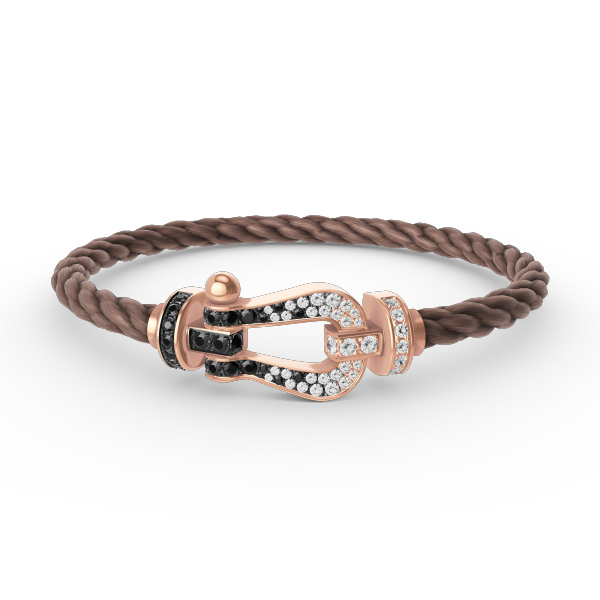Glow Jewelry FORCE LARGE HORSESHOE BLACK WHITE DIAMOND BRACELET ROSE GOLD