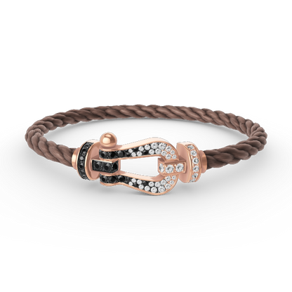 Glow Jewelry FORCE LARGE HORSESHOE BLACK WHITE DIAMOND BRACELET ROSE GOLD