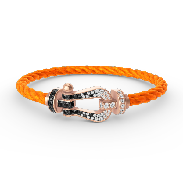 Glow Jewelry FORCE LARGE HORSESHOE BLACK WHITE DIAMOND BRACELET ROSE GOLD