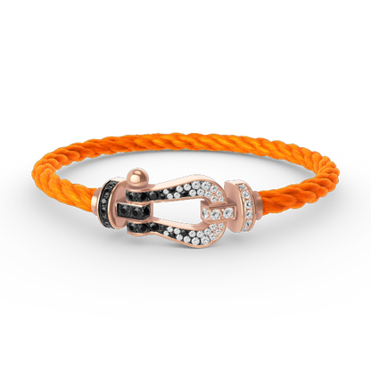 Glow Jewelry FORCE LARGE HORSESHOE BLACK WHITE DIAMOND BRACELET ROSE GOLD