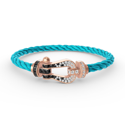 Glow Jewelry FORCE LARGE HORSESHOE BLACK WHITE DIAMOND BRACELET ROSE GOLD
