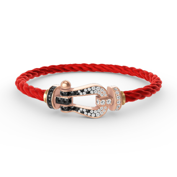 Glow Jewelry FORCE LARGE HORSESHOE BLACK WHITE DIAMOND BRACELET ROSE GOLD