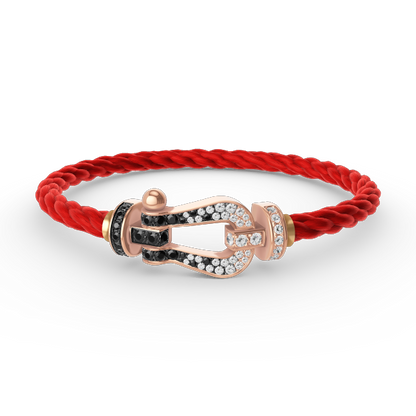 Glow Jewelry FORCE LARGE HORSESHOE BLACK WHITE DIAMOND BRACELET ROSE GOLD