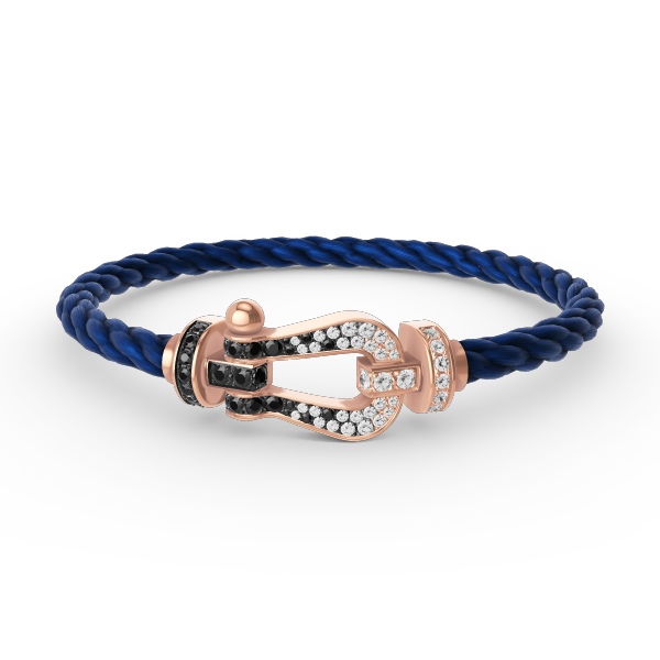 Glow Jewelry FORCE LARGE HORSESHOE BLACK WHITE DIAMOND BRACELET ROSE GOLD