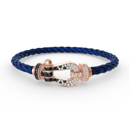 Glow Jewelry FORCE LARGE HORSESHOE BLACK WHITE DIAMOND BRACELET ROSE GOLD
