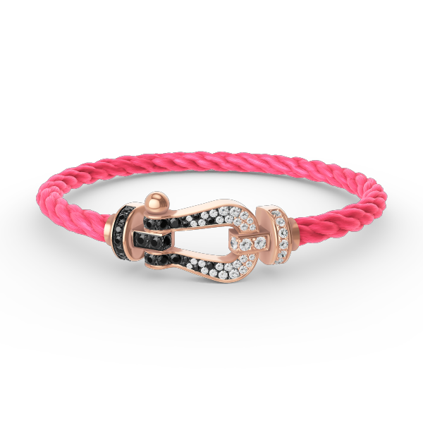 Glow Jewelry FORCE LARGE HORSESHOE BLACK WHITE DIAMOND BRACELET ROSE GOLD