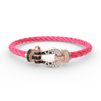 Glow Jewelry FORCE LARGE HORSESHOE BLACK WHITE DIAMOND BRACELET ROSE GOLD