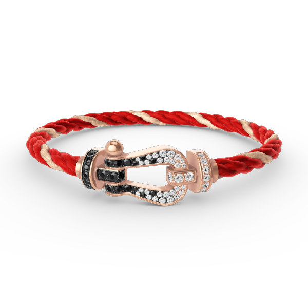 Glow Jewelry FORCE LARGE HORSESHOE BLACK WHITE DIAMOND BRACELET ROSE GOLD