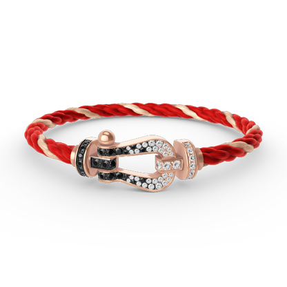 Glow Jewelry FORCE LARGE HORSESHOE BLACK WHITE DIAMOND BRACELET ROSE GOLD