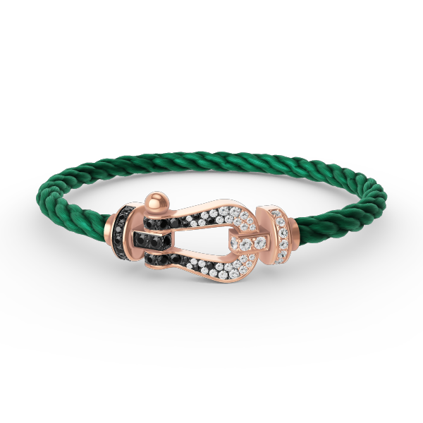 Glow Jewelry FORCE LARGE HORSESHOE BLACK WHITE DIAMOND BRACELET ROSE GOLD