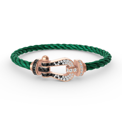 Glow Jewelry FORCE LARGE HORSESHOE BLACK WHITE DIAMOND BRACELET ROSE GOLD