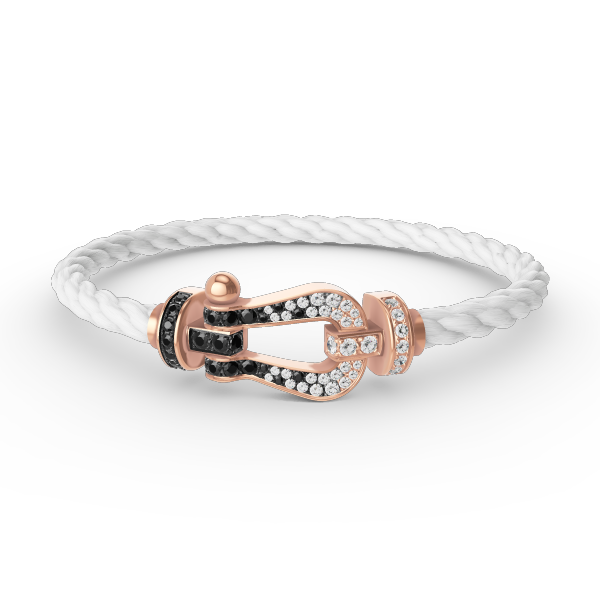 Glow Jewelry FORCE LARGE HORSESHOE BLACK WHITE DIAMOND BRACELET ROSE GOLD