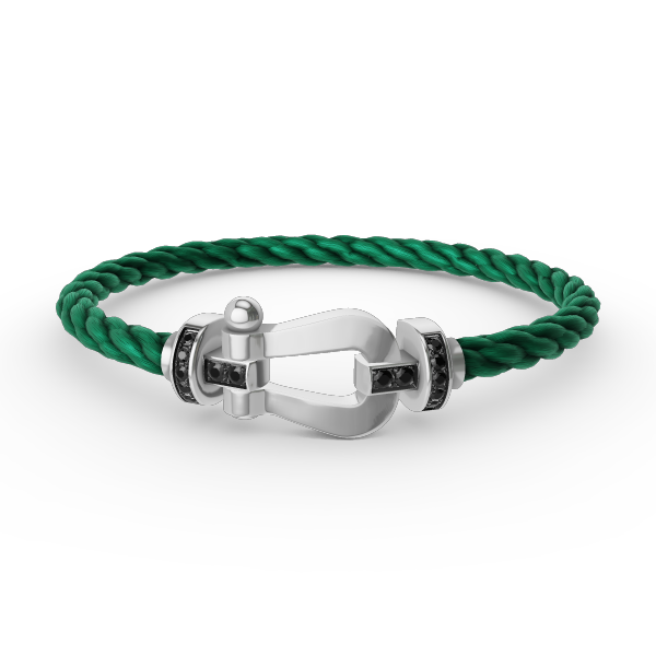 Glow Jewelry „FORCE LARGE HORSESHOE BLACK DIAMOND BRACELET SILBER“