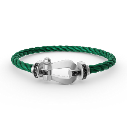 Glow Jewelry „FORCE LARGE HORSESHOE BLACK DIAMOND BRACELET SILBER“
