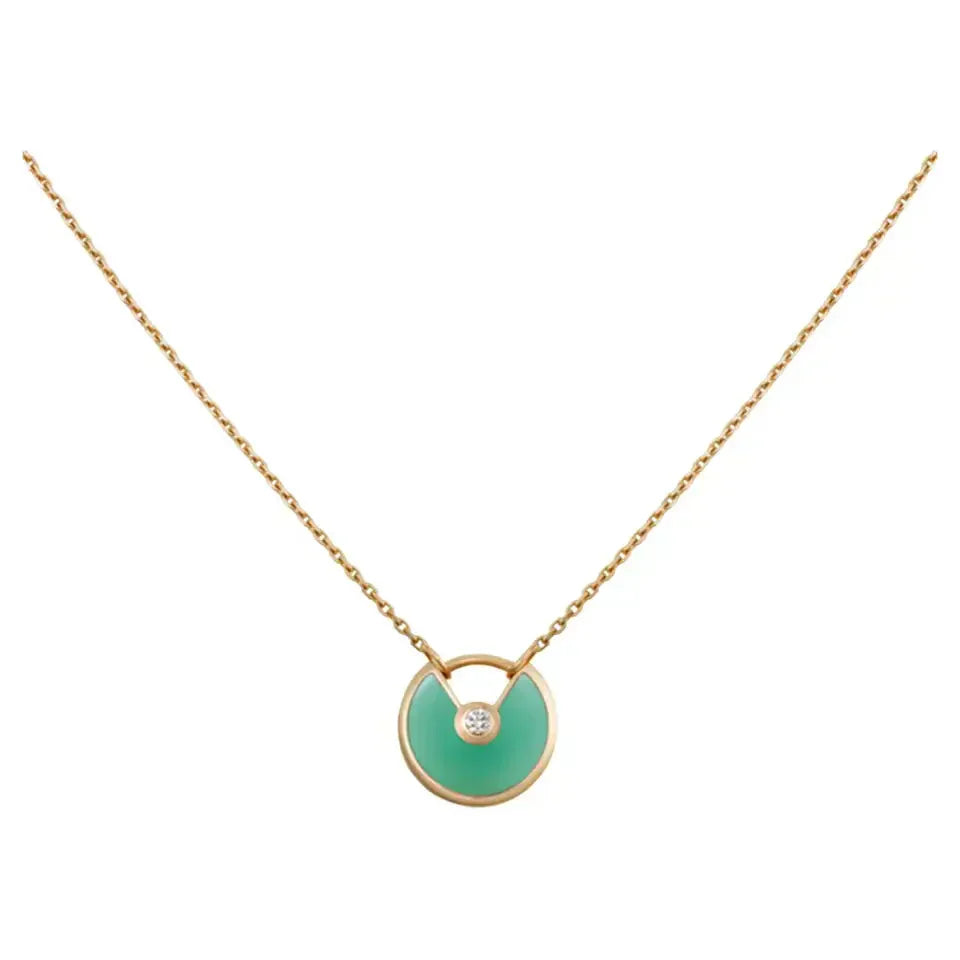 „Glow Jewelry“ AMULETT GOLD MALACHIT HALSKETTE