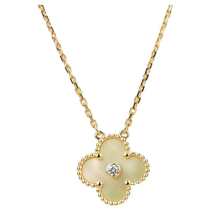 [Glow Jewelry]CLOVER 15MM DIAMOND GOLD MOTHER OF PEARL NECKLACE