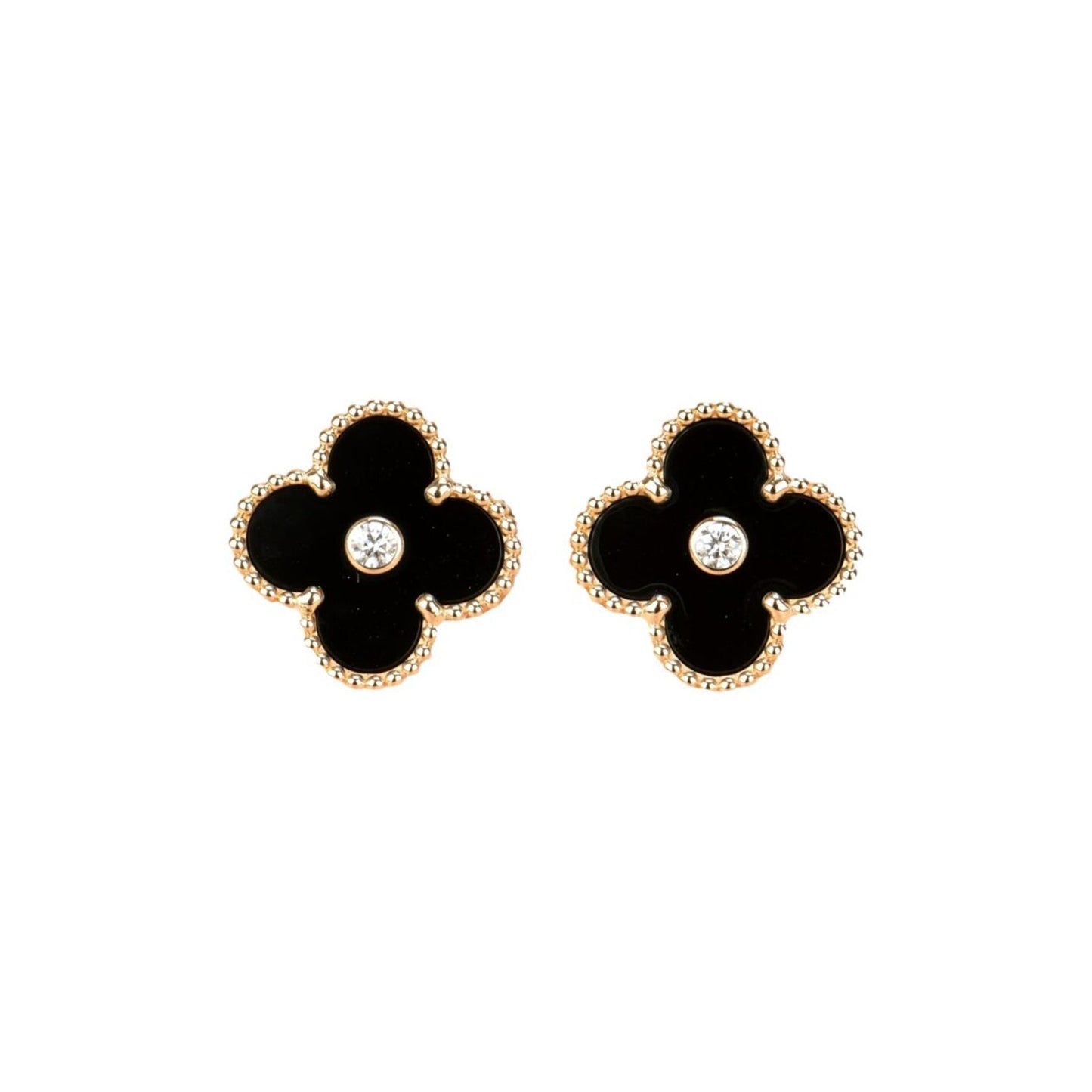¡®Glow Jewelry¡¯CLOVER MEDIUM 1 MOTIFS ONYX DIAMANT OHRRINGE