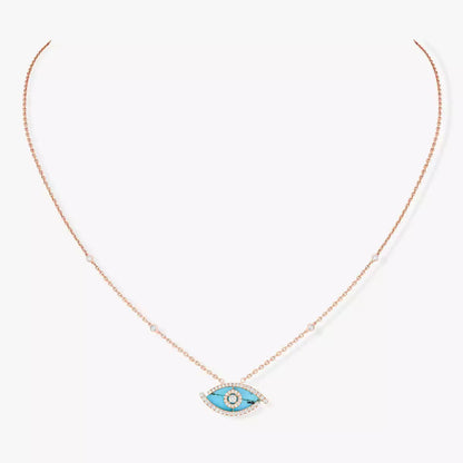 [Glow Jewelry]Lucky Eye Diamond Necklace in Rose Gold and Turquoise